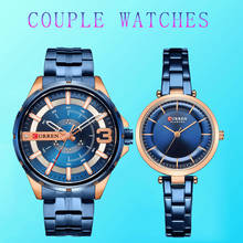 Curren relógios de casal para amantes, relógio de pulso de aço inoxidável para homens e mulheres, par de relógios de negócios, 2019 2024 - compre barato