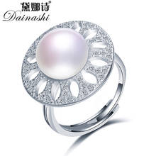 Dainashi Luxury Genuine Freshwater Cultured Pearl Ring 925 Sterling Silver Umbrella Zircon Crystal Adjustable Ring Party Gift 2024 - buy cheap