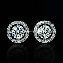 Female Luxury Crystal White Zircon Stud Earrings Simple Gold/Silver Color Round Earrings Vintage Wedding Earrings For Women Gift 2024 - buy cheap