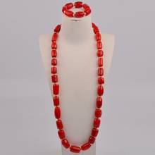 Quality Real Coral Beads Jewelry Set African Men Bridal Necklace Bracelet Set Nigerian Wedding Coral Beads 1-A-02 2024 - buy cheap