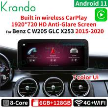 Krando android 11.0 128g 10.25 radio radio rádio do carro para mercedes benz c w205 GLC-X25 v classe w446 2015-2020 ntg 5.0 5.5 carplay sem fio 2024 - compre barato