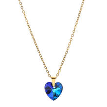 ZMZY Gold Color Chain Heart Pendant Necklace For Women Blue Crystals Jewelry Female Elegant Blue Crystal Heart Necklace 2024 - buy cheap