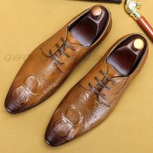 Fashion Lace Up Wedding Dress Shoes Men Genuine Leather Business Shoe Pointed Toe Men Formal Black Wine Red Men Oxford Shoe 2024 - buy cheap