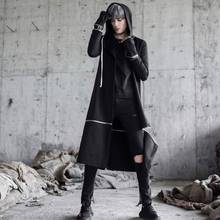 New Long Cardigan Trench Coat Men Spring Autumn Outerwear Mens Casual Loose Thin Jacket Man Hooded Black Overcoat Large Size 2024 - buy cheap
