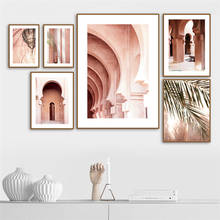 Poster Prints Allah Islamic Architecture Wall Pink Picture For Living Room Home Decor Aesthetic Morocco Door Canvas Painting 2024 - buy cheap