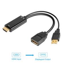 HDMI Мужской расширения 3840x2160 UHD 4K к DisplayPort Женский адаптер 15 см кабель с USB2.0 питания для HDMI PC DP Dosplay 2024 - купить недорого