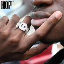 Кольцо "бобы" мужское с цирконом, популярное кольцо в стиле хип-хоп с кубическим цирконием, из меди, со сверкающими камнями, в виде багета, кофейного цвета, Ювелирное Украшение 2024 - купить недорого
