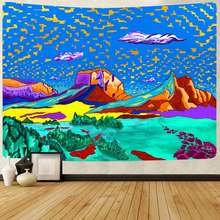 Simsant Trippy Mountain Tapestry Psychedelic Castle Art Wall Hanging Tapestries for Living Room Bedroom Home Dorm Decor Banner 2024 - buy cheap