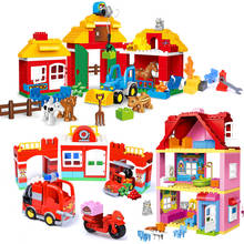 Minifiguras de animales de granja feliz para niños, juego de bloques de construcción de tamaño grande para niños, regalos de bricolaje, juguetes para bebés 2024 - compra barato