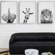 Pintura de bosque de Vida Silvestre en lienzo de colores blanco y negro, póster impreso, sala de estar de pared para, decoración de guardería Safari 2024 - compra barato