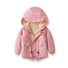 Winter Baby Girl Denim Jacket Plus Fur Warm Toddler Girl Outerwear Plush denim jacket cotton 3-12 Years Kids Infant Girl Parka 2024 - buy cheap