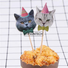 100Set Cute Cat Cake Toppers Decoration For Birthday Party Cake Picks Pet Themed Party Cupcake Picks For Wedding Baby Shower 2024 - compre barato