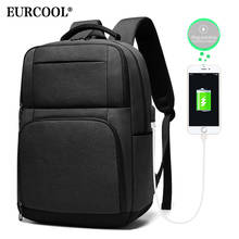 EURCOOL Fashion School Backpack Fit 15.6 inch Laptop Teenage Male Mochila Bag with USB Charging Business Travel Backpacks n1955 2024 - buy cheap