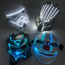 2 Designs Dance DJ Plastic Optical Fiber Luminous Mask Scary Movie Cosplay Eyewear LED Joker Mask Superhero Mask For Halloween 2024 - buy cheap