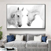 Cavalos brancos arte da parede pintura da lona animais posters modernos e impressões em tela imagem para sala de estar design casa decoração 2024 - compre barato