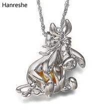 Cute Animation Winnie Eeyore Necklace Silver Color Pearl Cage Removable Pendant Stainless Steel Necklaces Kids Jewelry Gift 2024 - buy cheap