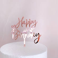 Decoração para bolo de aniversário infantil, decoração acrílica de bolo com ouro rosê 2024 - compre barato