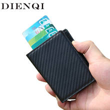 DIENQI Slim Bifold Wallet Walet Men Purse for Cards Business Carbon Fiber Leather Money Bag Male Coin Pocket Metal Magic Wallet 2024 - buy cheap