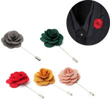Men Brooch Flower Lapel Pin Suit Boutonniere Fabric Yarn Pin Button Stick Flower Brooches For Wedding 2024 - buy cheap