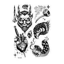 Водостойкая временная татуировка вампира, татуировка, проколоть сердце, тату, Детская Наклейка на тело, табачная трубка, татуировки хной 2024 - купить недорого