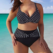 Summer ladies bikini plus size polka dot split swimsuit suit two-piece swimsuit beach suit black beach suit bikini Tara Grande 2024 - compre barato