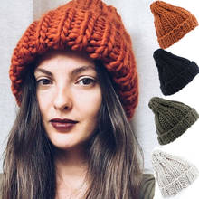 Autumn Winter Warm Women Braided Crochet Wool Knitted Beanie Beret Ski Ball Cap Baggy Solid Hat Skullies 2024 - buy cheap