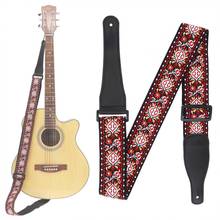 Correia de guitarra com tecido duplo, jacquard, padrão de flores, couro legítimo, com extremidades para violão, guitarra elétrica e baixo 2024 - compre barato
