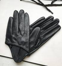 Autumn and winter women's short design sheepskin gloves thin genuine leather gloves half palm black glove 8 colors R025 2024 - buy cheap