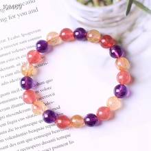 Natural Gold Rutilated Amethyst Super 7 Bracelet Strawberry Quartz Rainbow Mixed Clear Beads 7mm 8mm 9mm AAAAA 2024 - buy cheap