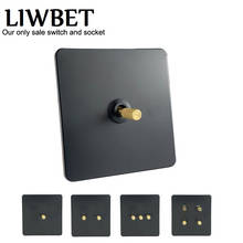 LIWBET Black Color Wall Switch And AC220~250V Stainless Steel Panel 2 Way Copper Toggle Light Switch And Wall Socket 2024 - buy cheap