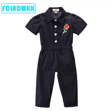 Baby Girls Kids Clothes 2020 Summer Girls Jumpsuit Children Kid Clothes 1-6Y  Girls Short Sleeve Single Breasted Pants Overalls 2024 - buy cheap