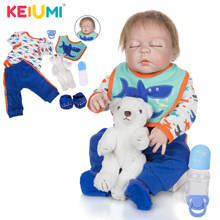 Keiumi-boneca para bebês, boneca para meninos recém-nascidos, em silicone, olhos fechados 2024 - compre barato