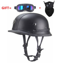 Frete grátis capacete da motocicleta preto adulto rosto aberto meio capacete de couro moto capacete da motocicleta do vintage moto 2024 - compre barato