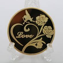 New Commemorative Coin heart-shaped Gold Coin flower Love Collection Coins Souvenir Gold Plated Art Gifts Home Decor 2024 - buy cheap