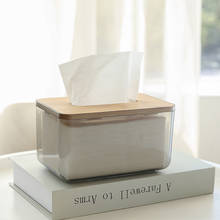 Home Kitchen Tissue Box Bamboo Wood Cover Living Room Coffee Table Simple Paper Box Transparent Plastic Napkin Holder Case ZH261 2024 - buy cheap