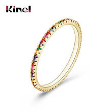 Kinel Genuine 100% 925 Sterling Silver Simple Various Colors Round CZ Single Stackable Finger Rings For Women Christmas GIFT 2024 - buy cheap