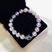 D115-pulsera de perlas blancas de agua dulce Natural para mujer, joyería fina, 9-10mm 2024 - compra barato