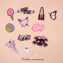 Fabric Embroidered Heart Flamingo Patch Clothes Sticker Bag Sew Iron On Applique DIY Apparel Sewing Clothing Accessories BU141 2024 - buy cheap