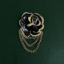 Muylinda-Pin esmaltado con cadena para mujer, flor rosa de Color negro, broches de perlas de frutas y plantas, ramo, ropa, regalo de joyería 2024 - compra barato