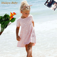 Malayu bebê moda meninas vestidos 2021 verão doce criança algodão coração impressão princesa vestidos crianças traje casual 1-5 anos