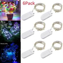 Mini tira de luces LED para Navidad, luces de hadas con batería, 6 uds., con cable de luz para guirnalda para Navidad o boda, fiesta, interior 2024 - compra barato