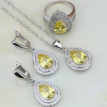 Yellow Cubic Zirconia White CZ Jewelry Sets 925 Sterling Silver Bridal Jewelry For Women Wedding Earring/Pendant/Necklace/Ring 2024 - buy cheap