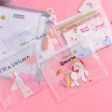 Fofo rosa pantera mochila de lápis escolar, suporte de arquivo caixa de lápis transparente kawaii para crianças coreano papelaria 2024 - compre barato