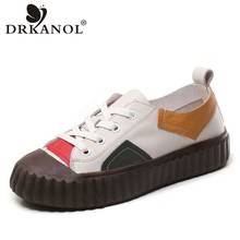 DRKANOL Handmade Women Shoes Spring Retro Patchwork Genuine Leather Flat Platform Shoes Mixed Colors Sneakers Women H30118 2024 - buy cheap