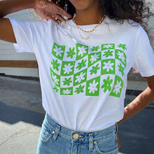 Винтажные Y2K эстетику 90s футболки для женщин ins Цветочный принт свободная футболка ulzzang Harajuku уличной моды; Летний топ; Футболка в Корейском стиле 2024 - купить недорого