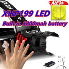 Налобный фонарь XHP199, светодиодный, перезаряжаемый с ИК-датчиком, 18650 люмен 2024 - купить недорого