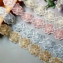 2 yards Pink Gold Gary 6 Color Pearl Flower Leaf Handmade Beaded Embroidered Lace  Trim Ribbon Applique Wedding Dress Craft 2024 - buy cheap