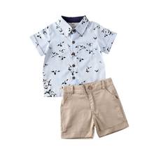 Conjunto de roupas infantis para meninos 1-6y samsung, estampa seagull, camisetas e calças curtas para crianças 2024 - compre barato