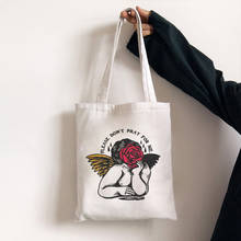 Fallen Rose Angel Shoulder Canvas Bags Dark Fun Harajuku Cartoon Crossbody Bag Vogue New Ulzzang Handbag Women Bag Retro Wallet 2024 - buy cheap