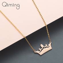 Fashion Crown Princess Necklace Women Stainless Steel Jewelry Wedding Boho Gold fashion Girls Pendant Necklace Gift 2024 - buy cheap